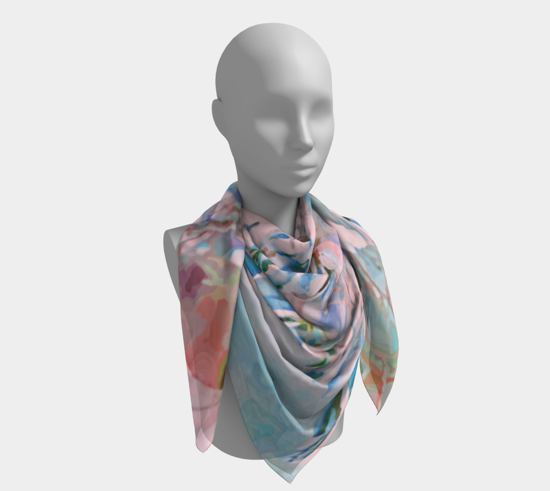 Dappled sunlight through the trees and leaves in shades of springtime square scarf
