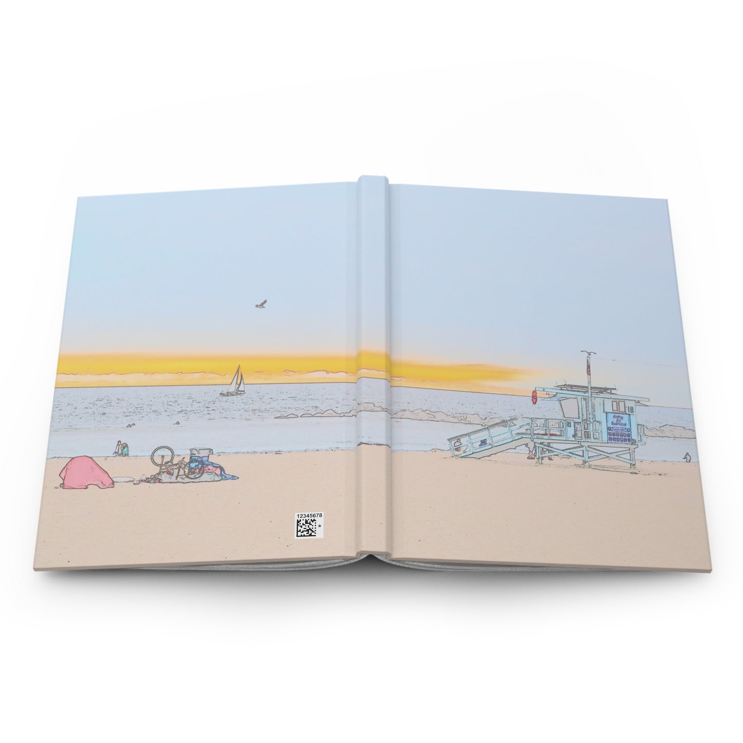 Dusk at the lifeguard tower - Venice Beach - hardcover journal - matte finish