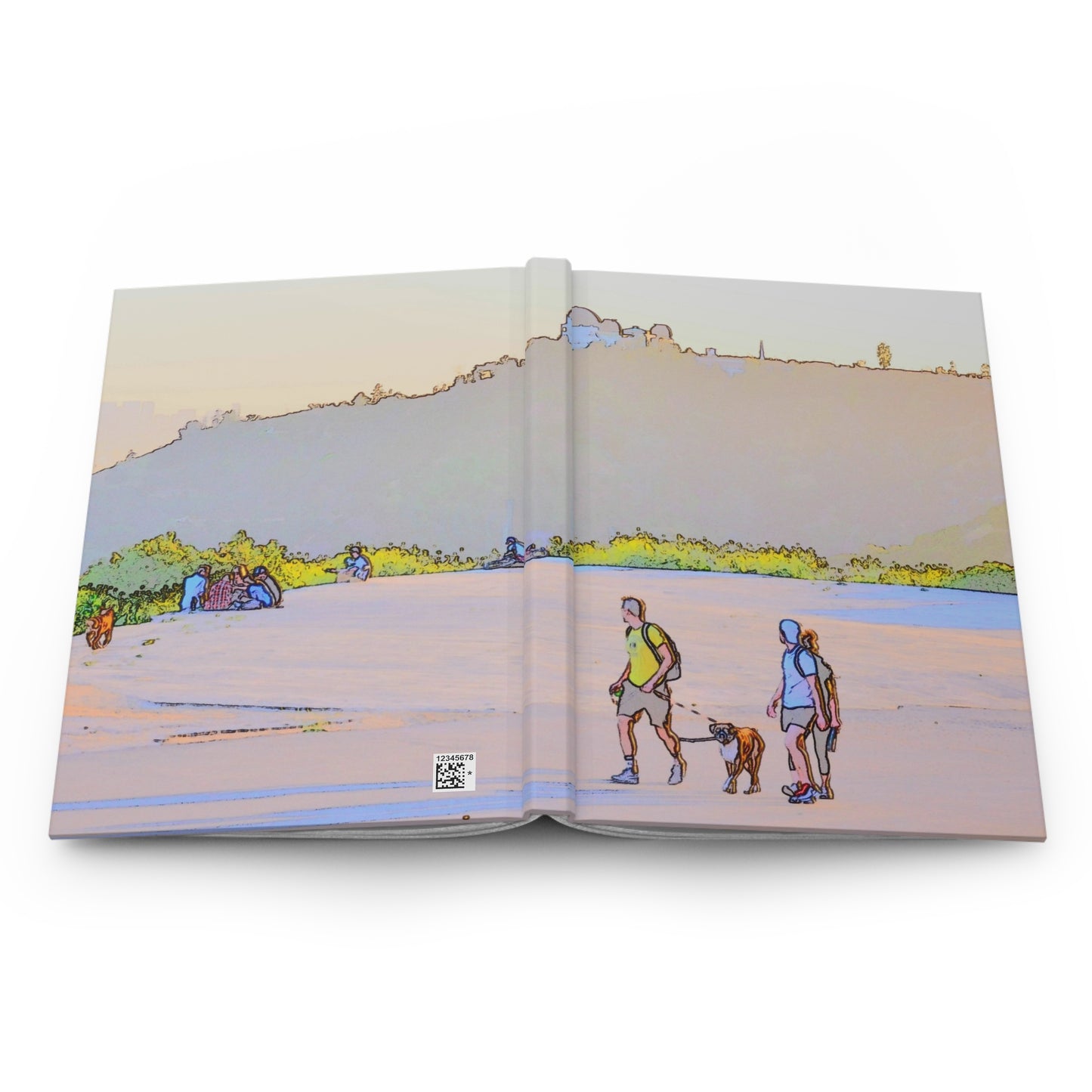Hikers in the park at sunset hardcover journal - matte finish