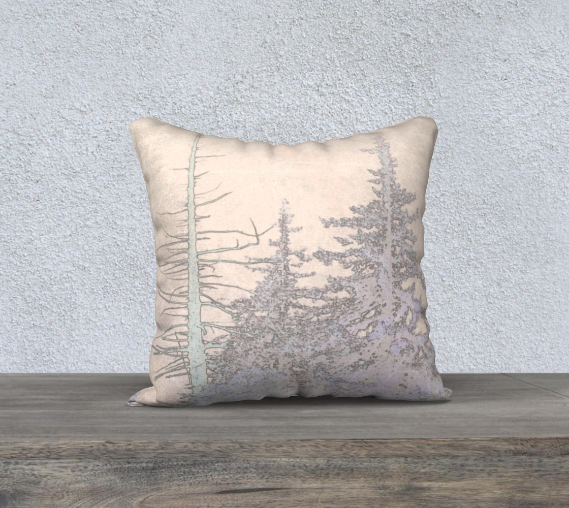 Silhouette of pines in shades of griege throw pillow cover