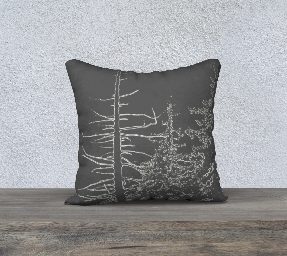 Silhouette of pines in dark gray throw pillow cover