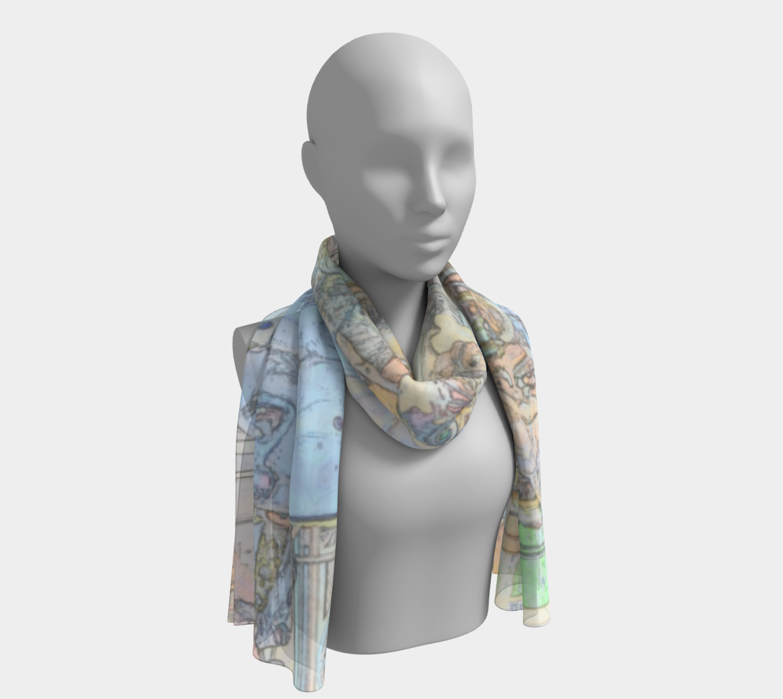 Faded merry go round oblong scarf