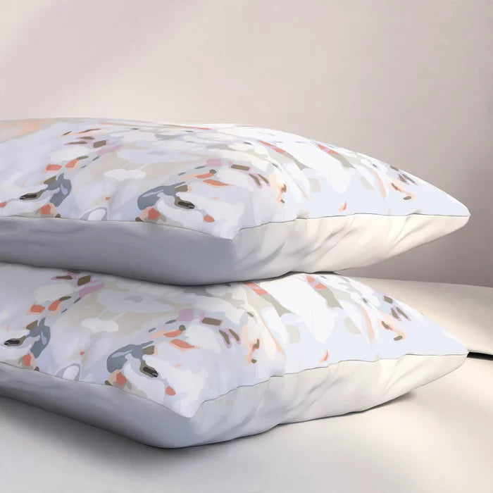 Tossed petals pillow shams in mostly lilac