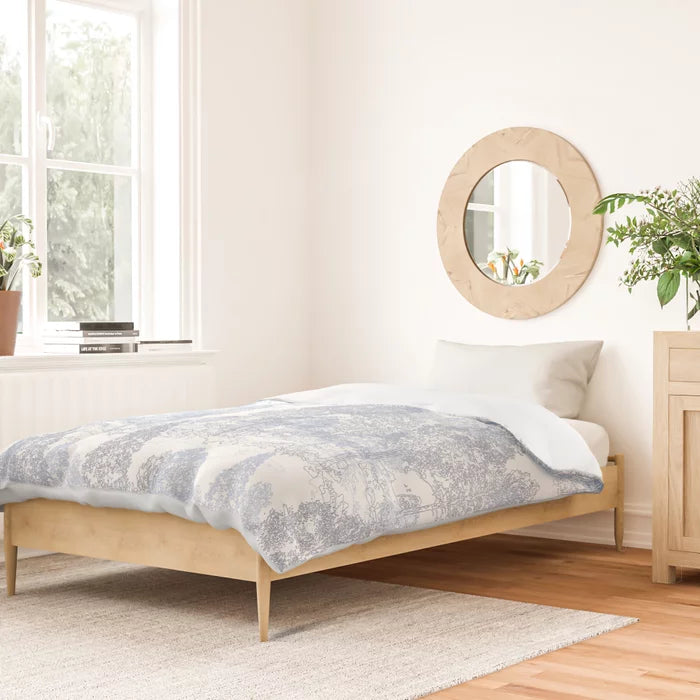 Meandering through the pale blue forest duvet