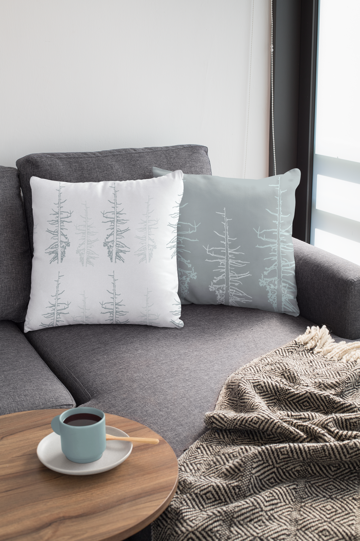 Silhouette of trees - green on white 22" square