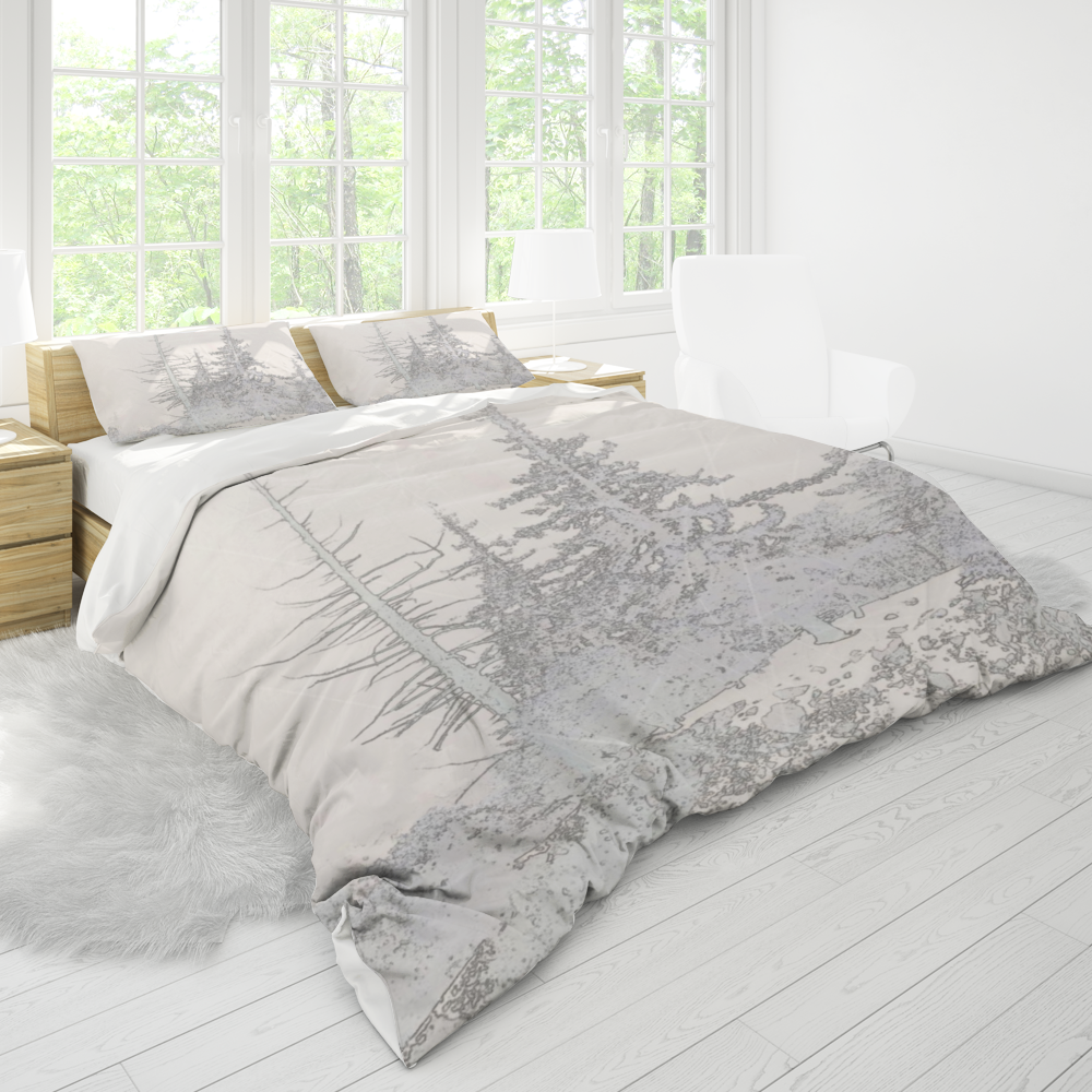 Icy forest in pale neutrals duvet