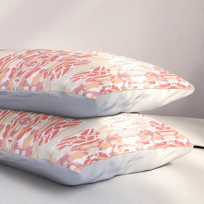 Stained glass window pillow sham in shades of coral