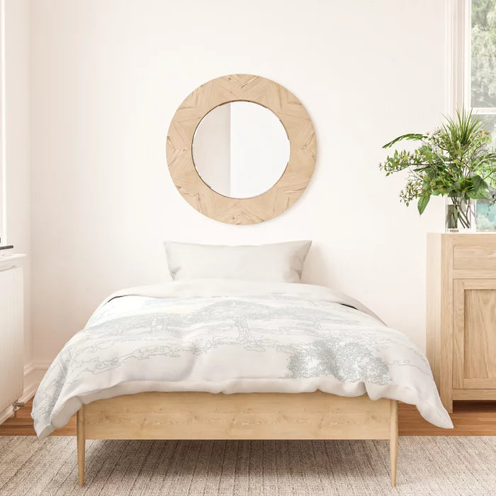 Meandering through the forest duvet cover in light green