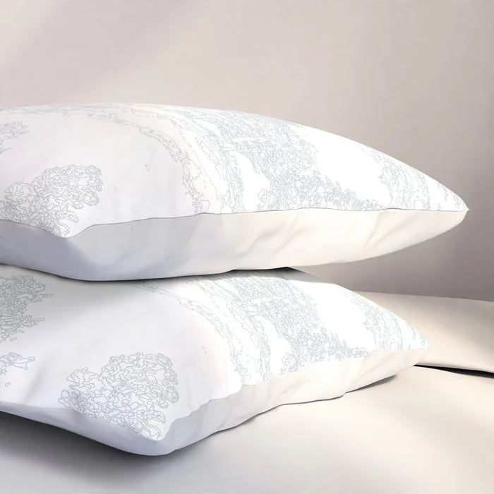Meandering through the forest pillow sham in light green