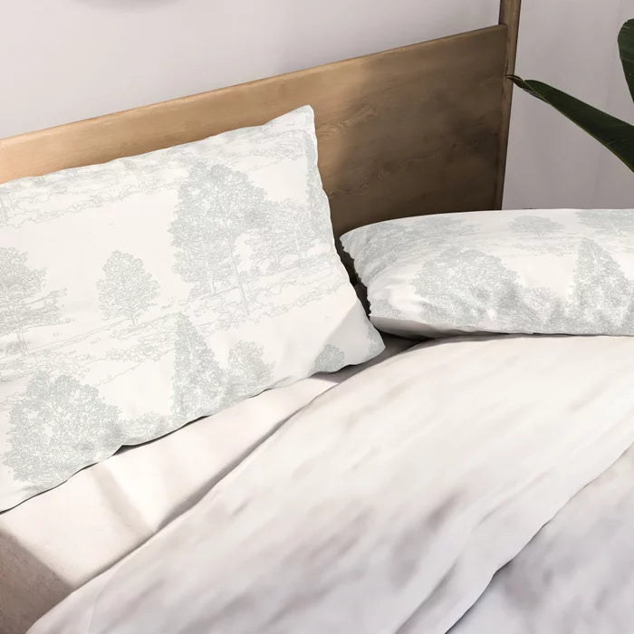 Meandering through the forest pillow sham in light green