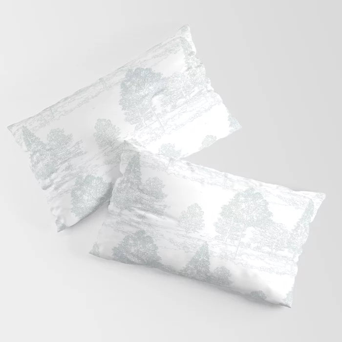Meandering through the forest pillow sham in light green