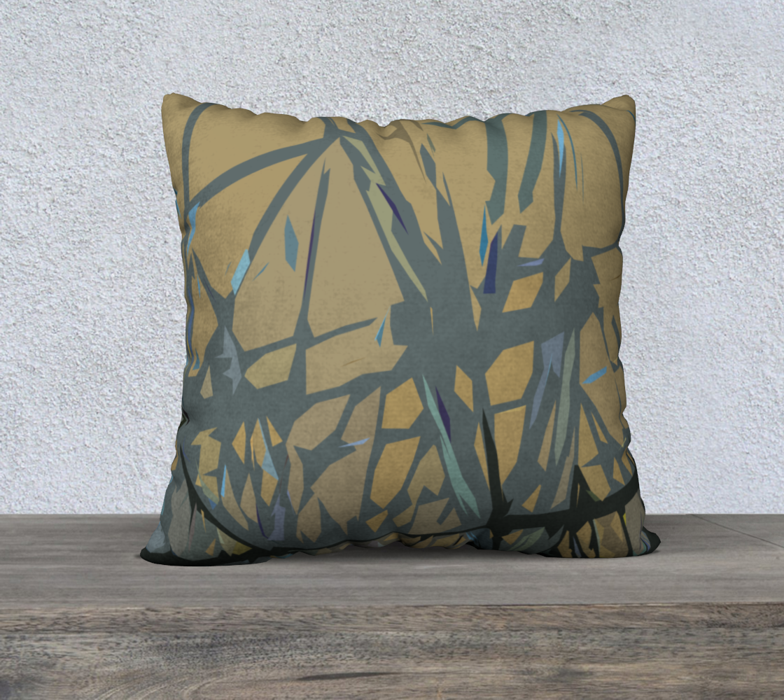 Abstract trusses in shades of ochre 22 x 22" pillow case