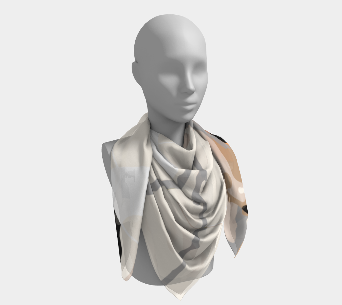 Botanical splash square scarf in warm neutrals