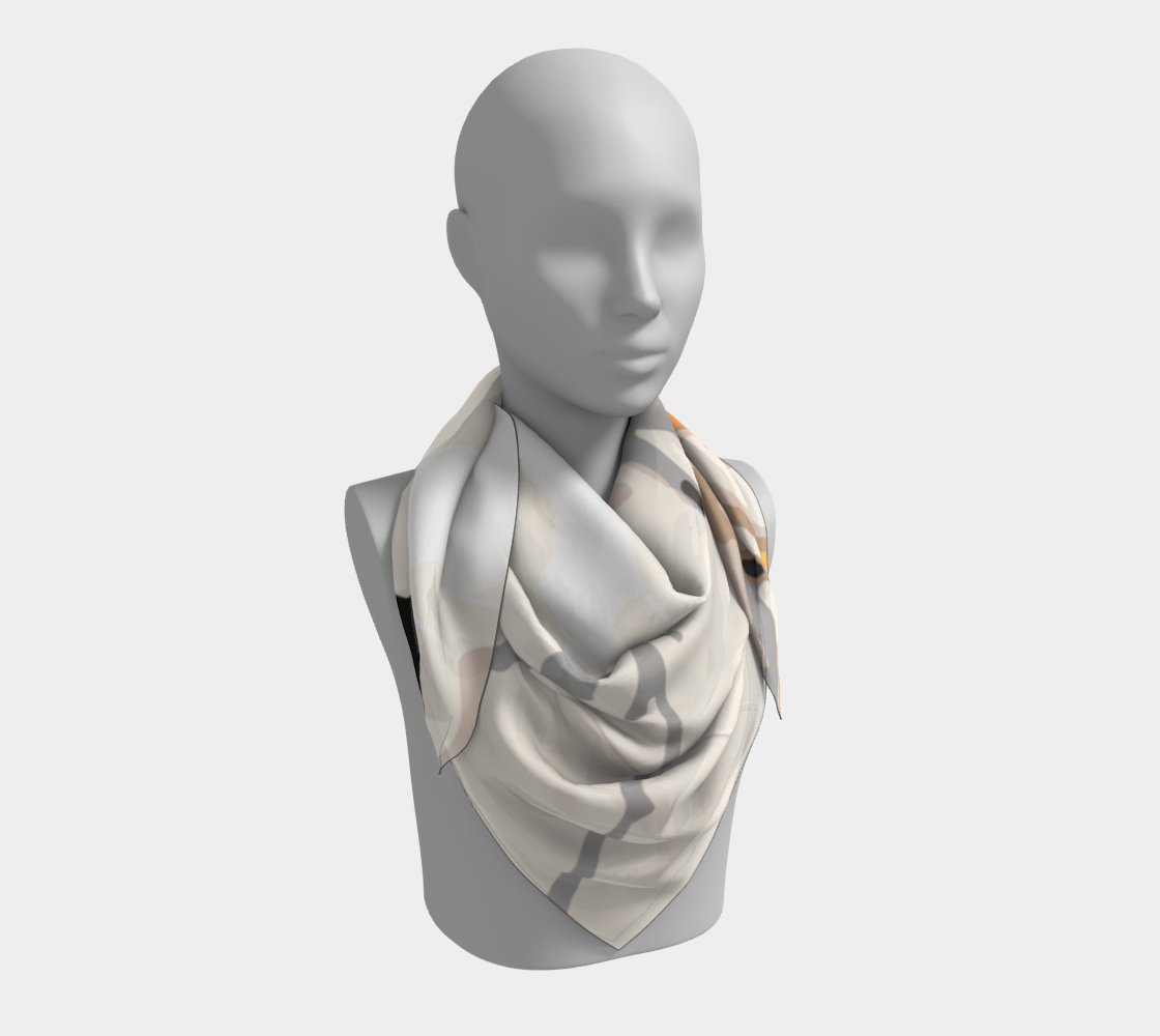 Botanical splash square scarf in warm neutrals