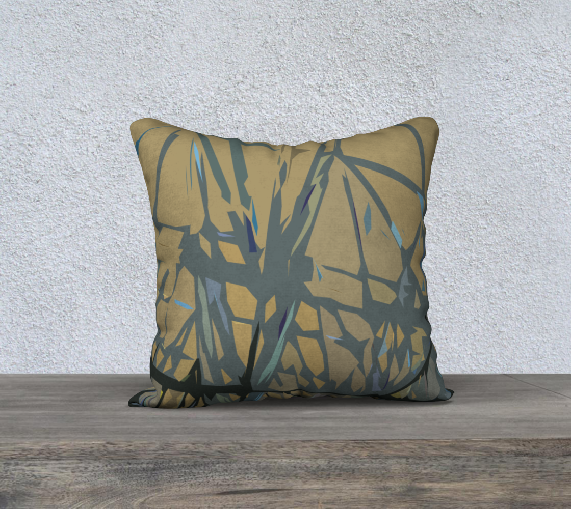 Abstract trusses in shades of ochre 18 x 18" pillow case