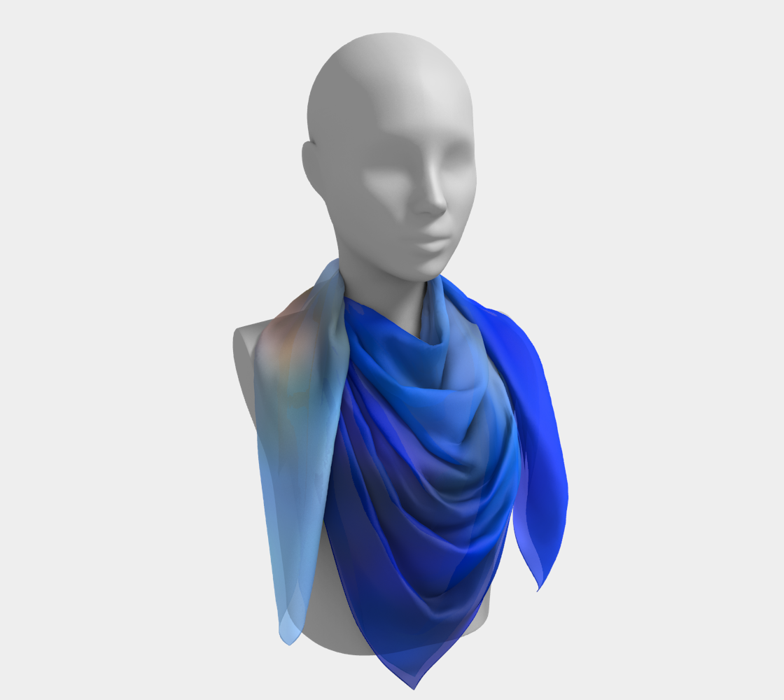 Reflections in blue and gold square scarf