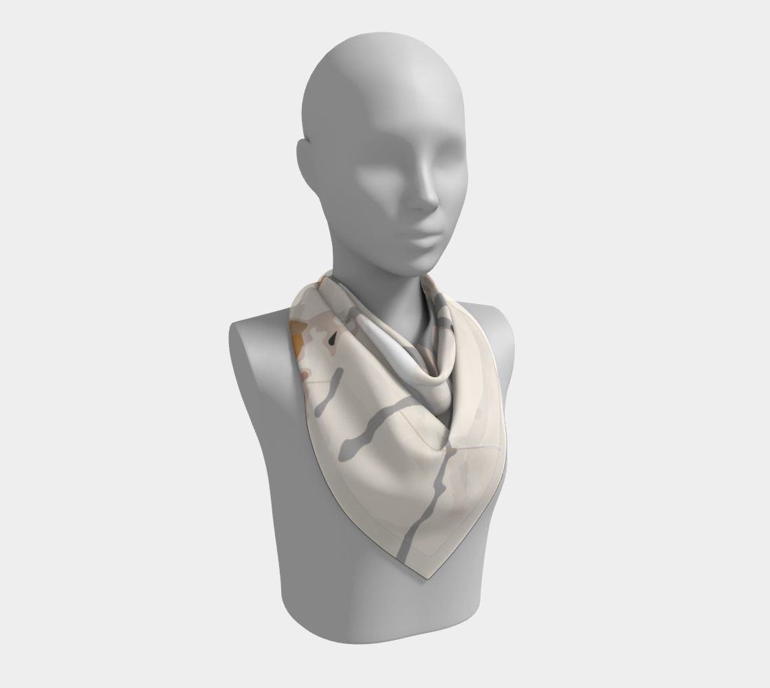 Botanical splash square scarf in warm neutrals