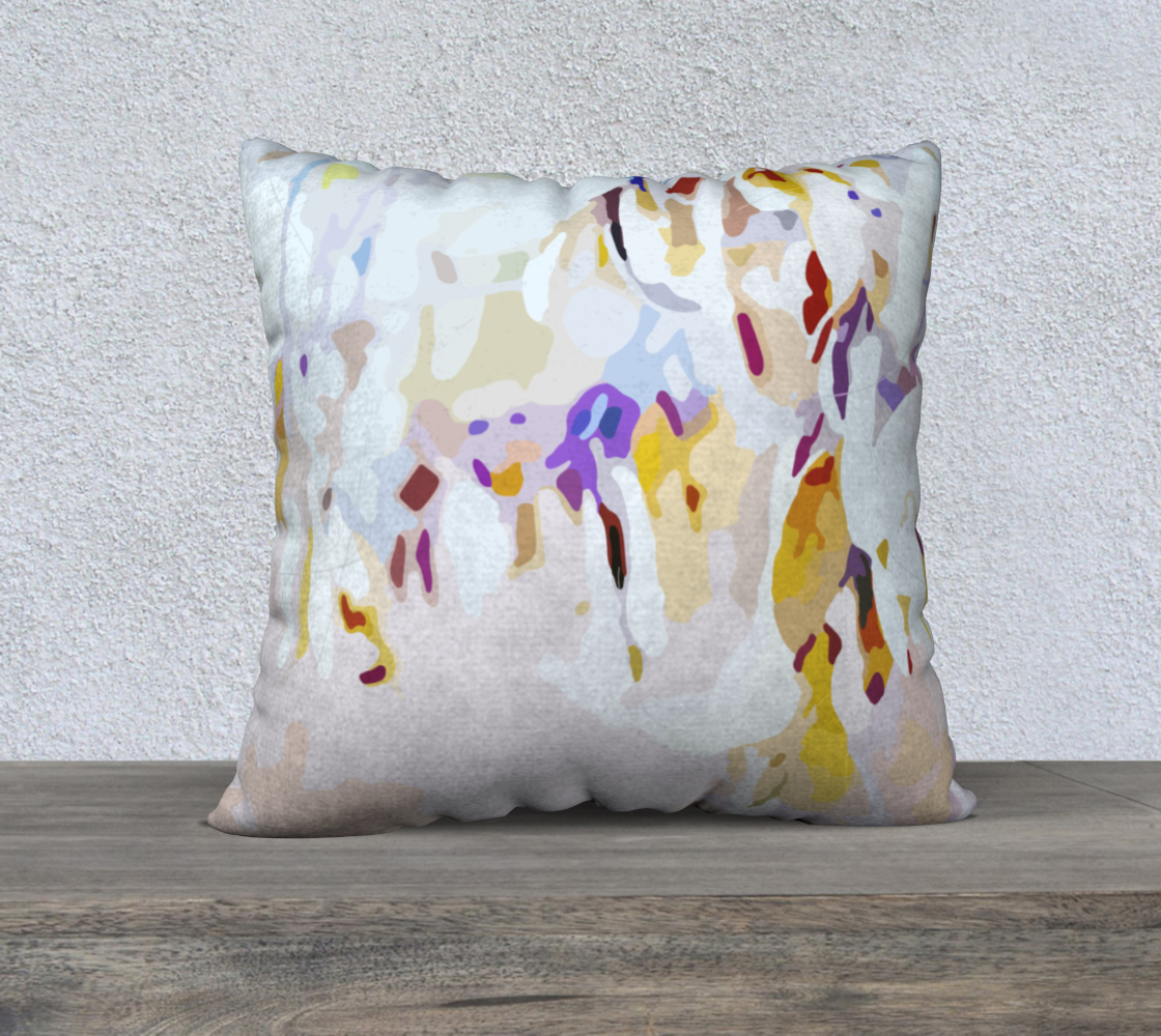 Botanical abstract in ice cream and springtime 22" square