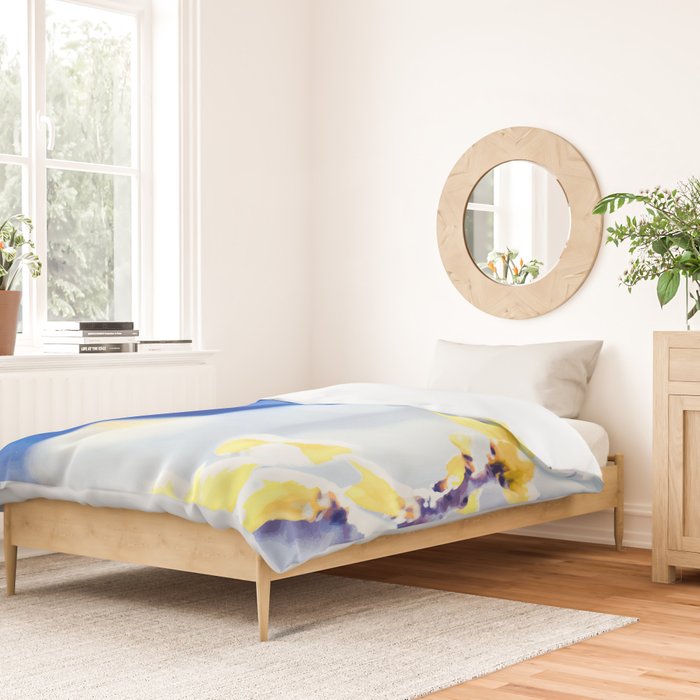 Branches and bokeh in blue and gold