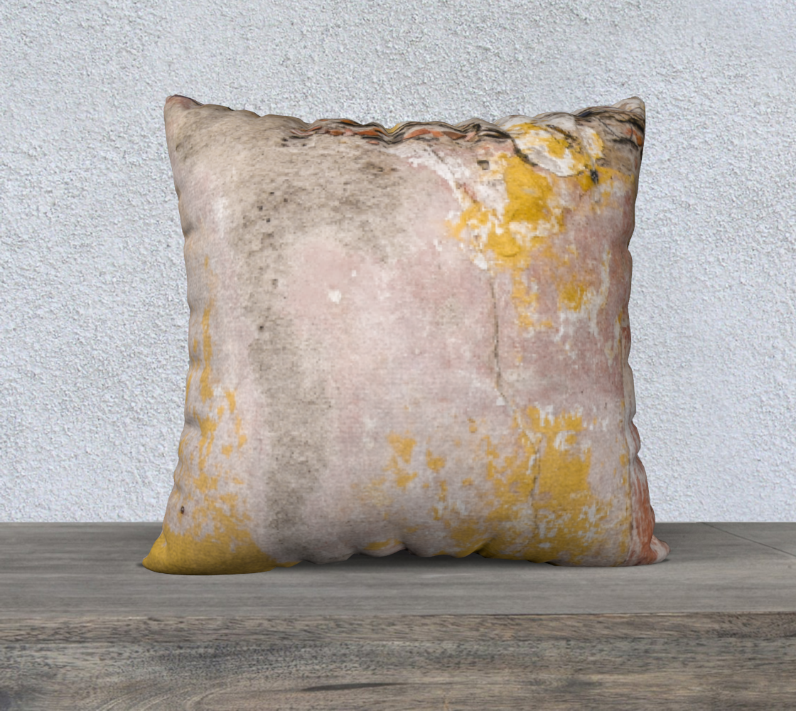 Peeling paint as abstract art - variations in pink and orange 22" square