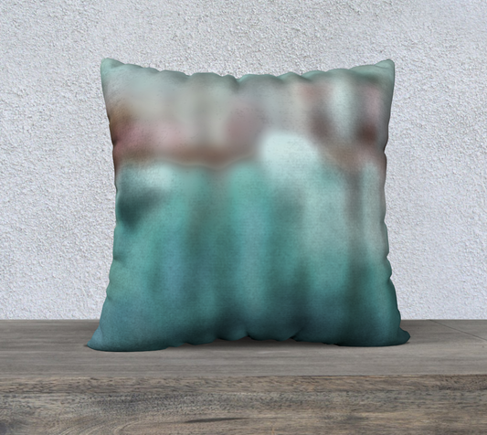 Autumn reflections - teal and wine 22 x 22 pillow case