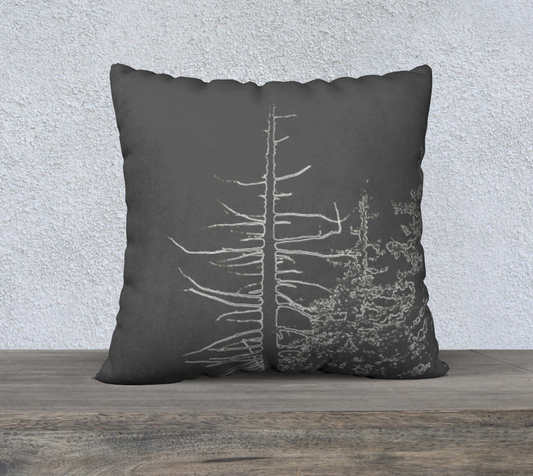 Silhouette of pines in dark gray throw pillow cover - 22 x 22