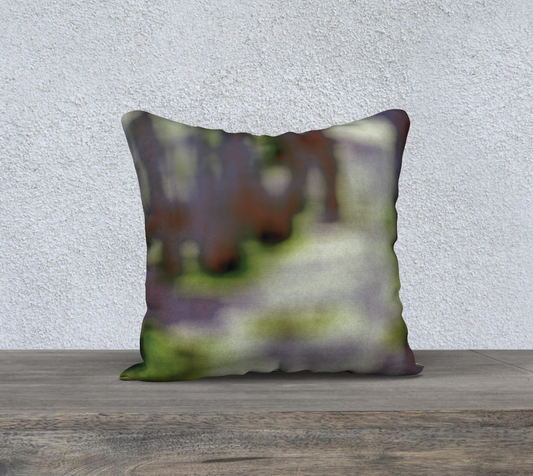 Lost in the forest throw pillow cover - brown - mauve - green