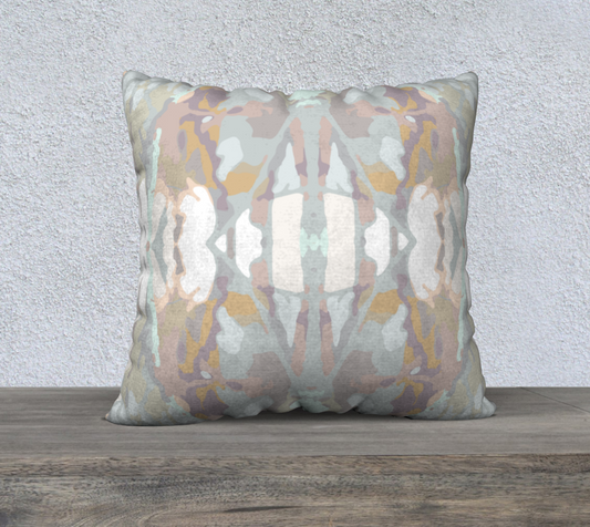 Stained glass window 22 x 22 pillow cover in pale neutrals