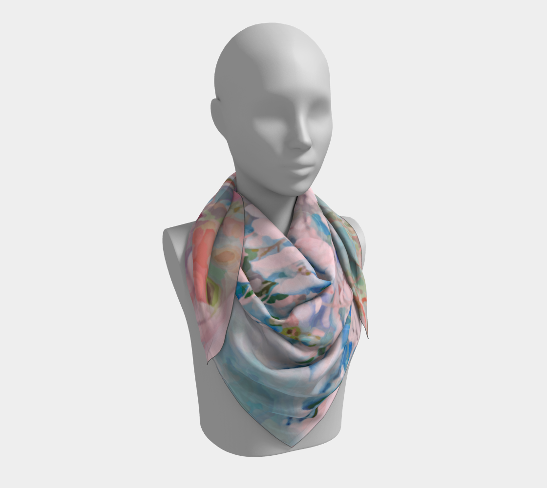 Dappled sunlight through the trees and leaves in shades of springtime square scarf