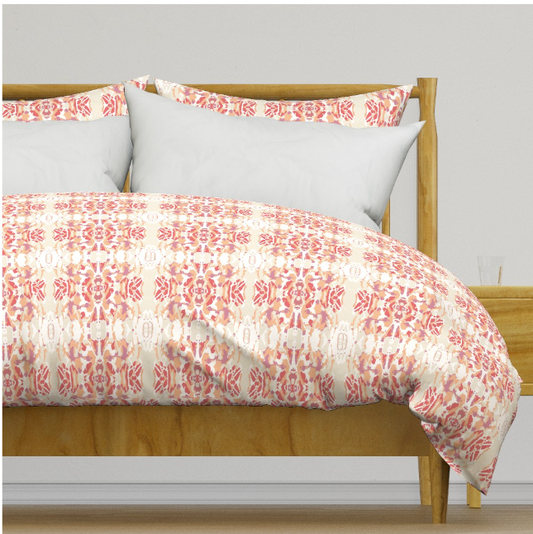 Stained glass window in warm peachy pinks
