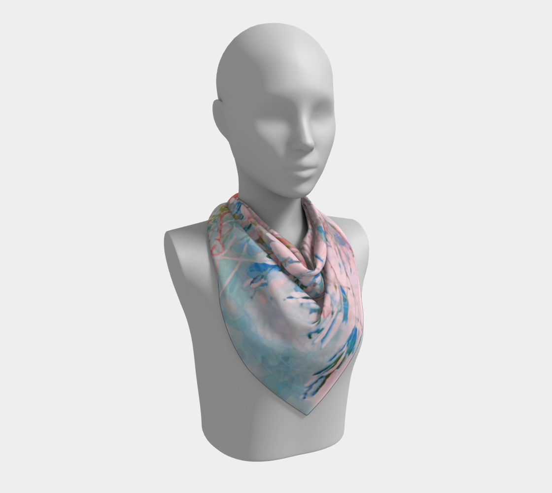 Dappled sunlight through the trees and leaves in shades of springtime square scarf