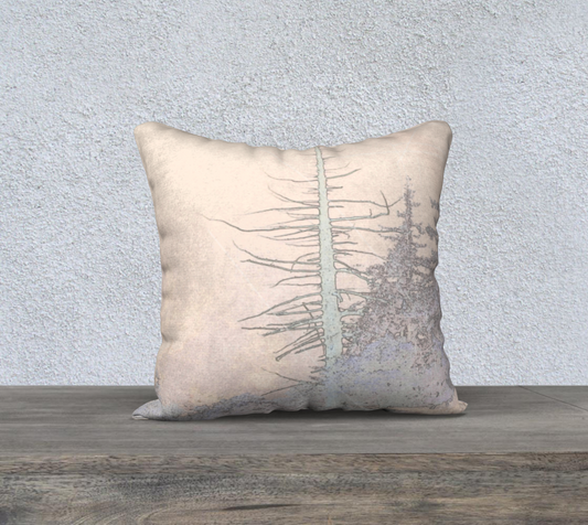 Silhouette of pines in shades of griege throw pillow cover