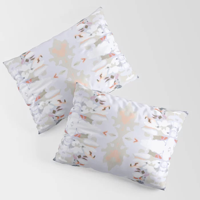 Tossed petals pillow shams in mostly lilac