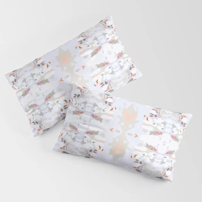 Tossed petals pillow shams in mostly lilac