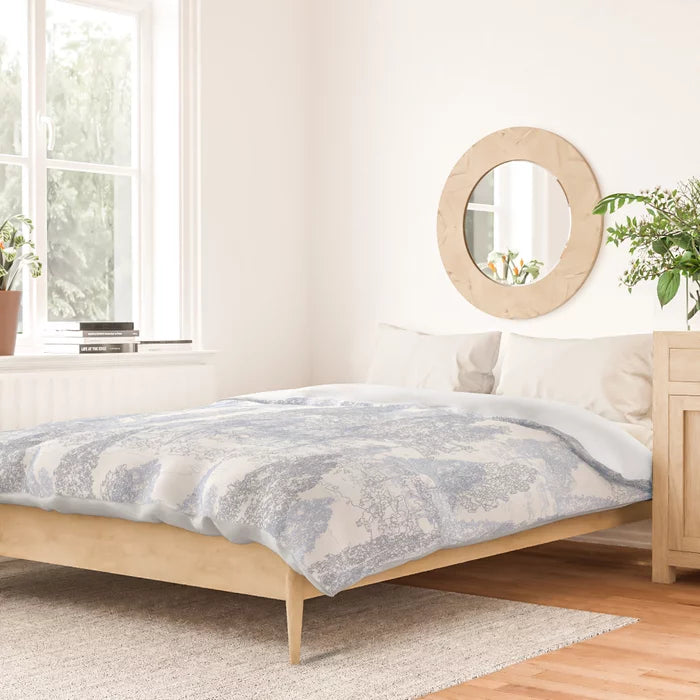 Meandering through the pale blue forest duvet
