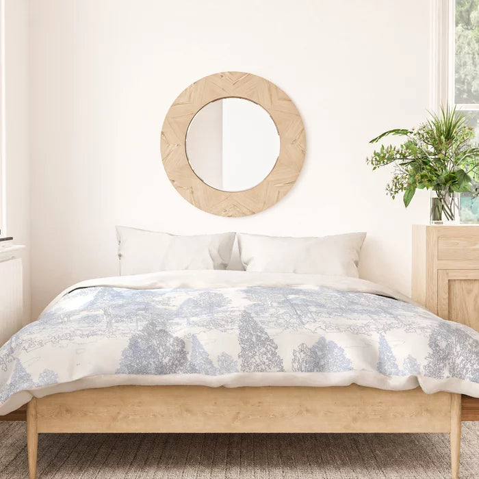 Meandering through the pale blue forest duvet