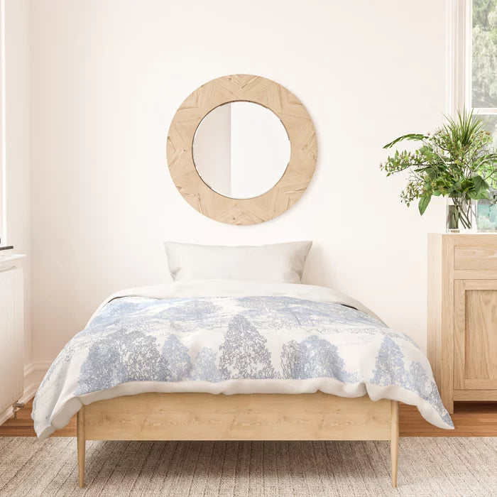 Meandering through the pale blue forest duvet