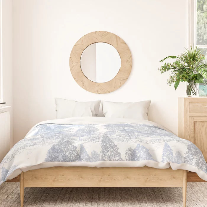 Meandering through the pale blue forest duvet