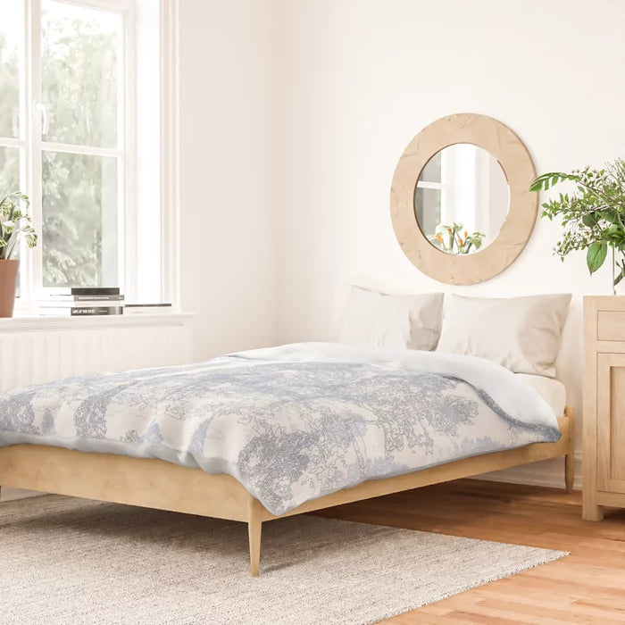 Meandering through the pale blue forest duvet