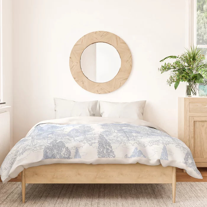 Meandering through the pale blue forest duvet