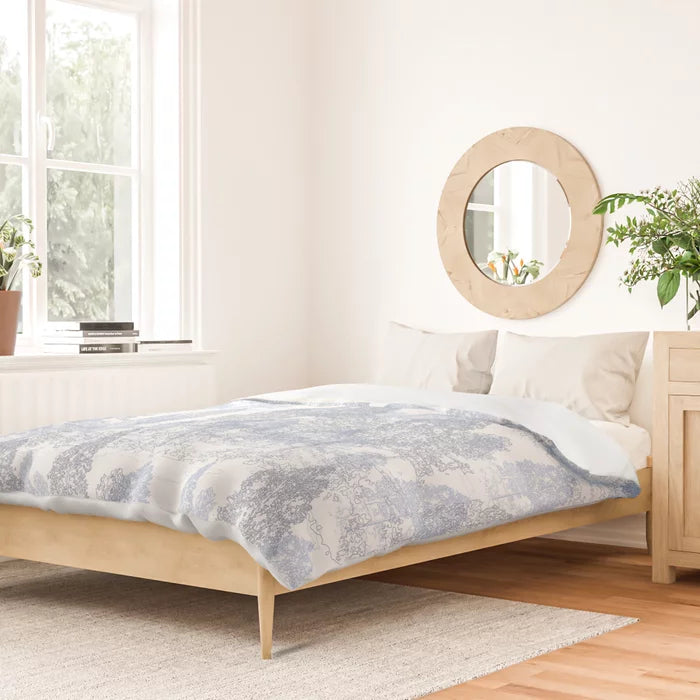 Meandering through the pale blue forest duvet