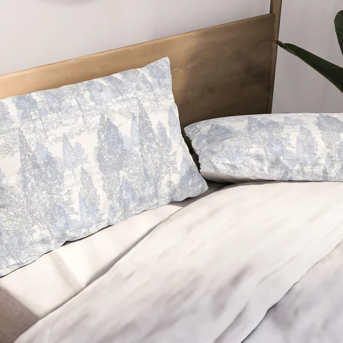 Meandering through the pale blue forest pillow shams