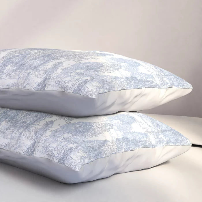 Meandering through the pale blue forest pillow shams