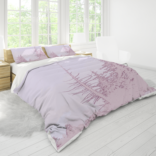 Icy forest in shades of lilac duvet cover