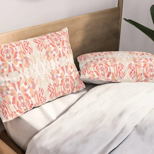 Stained glass window pillow sham in shades of coral