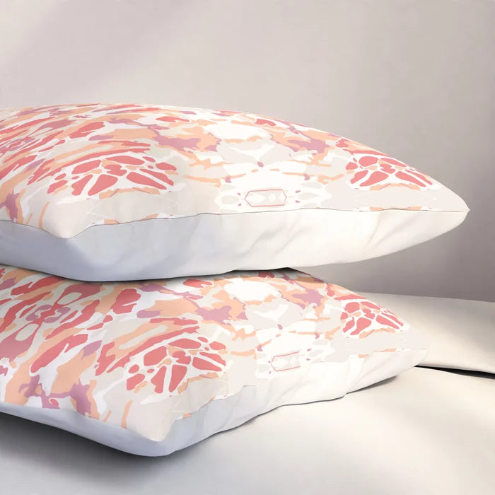 Stained glass window pillow sham in shades of coral