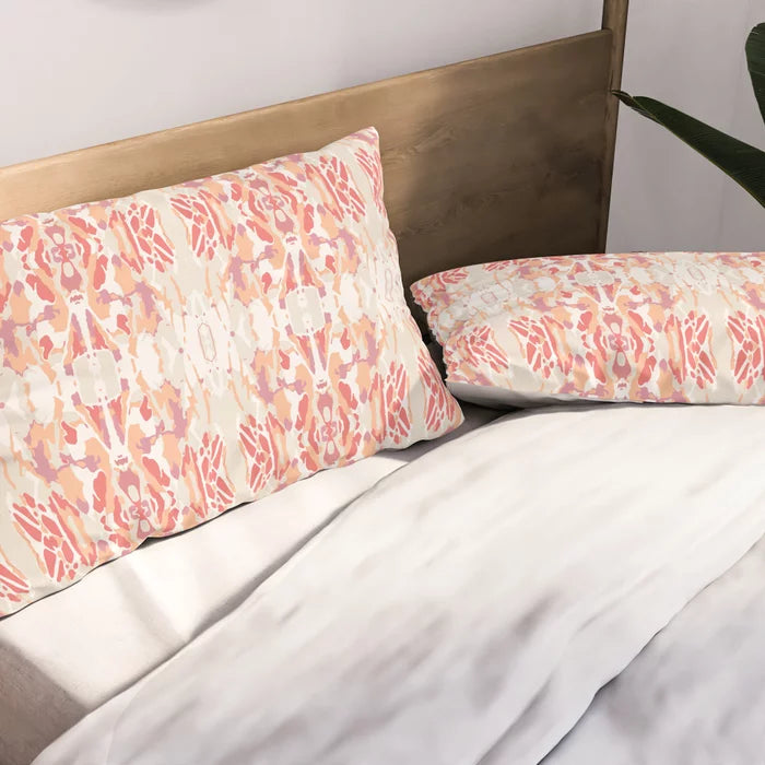 Stained glass window pillow sham in shades of coral