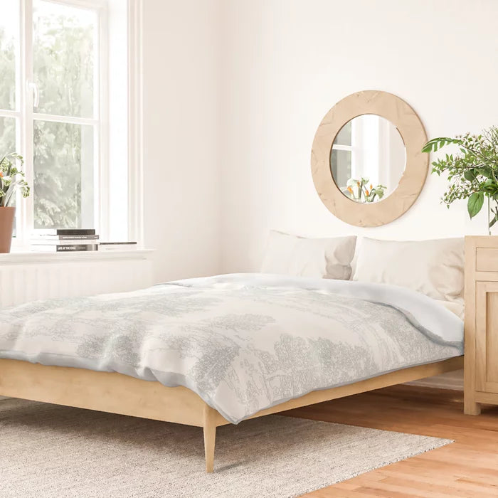 Meandering through the forest duvet cover in light green