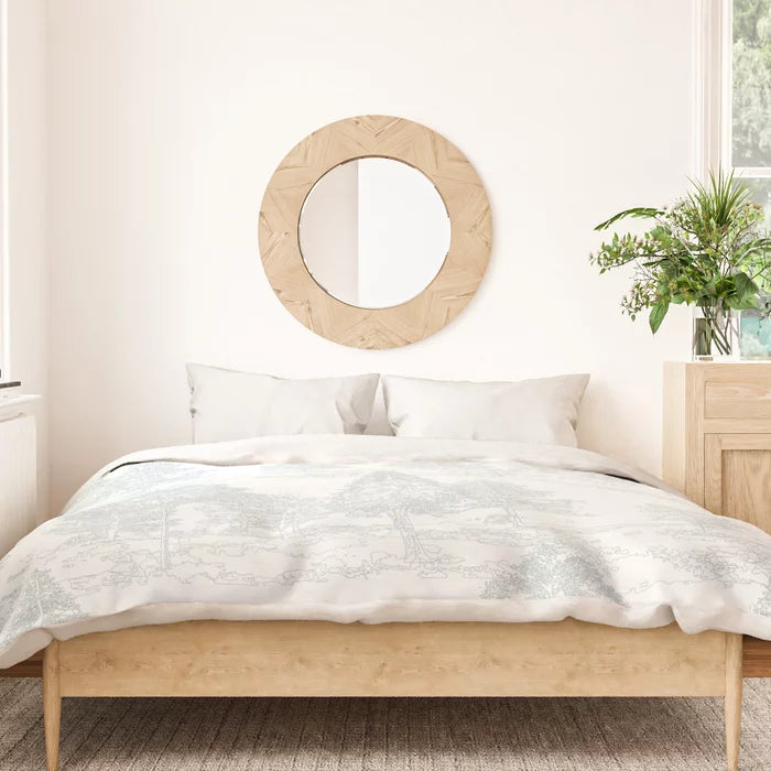 Meandering through the forest duvet cover in light green