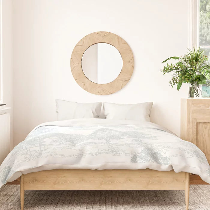 Meandering through the forest duvet cover in light green